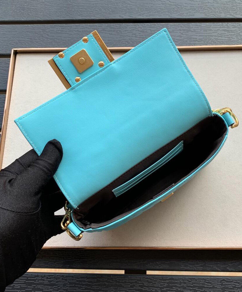 Fendi Mini Baguette Leather Bag 8BS017 Blue